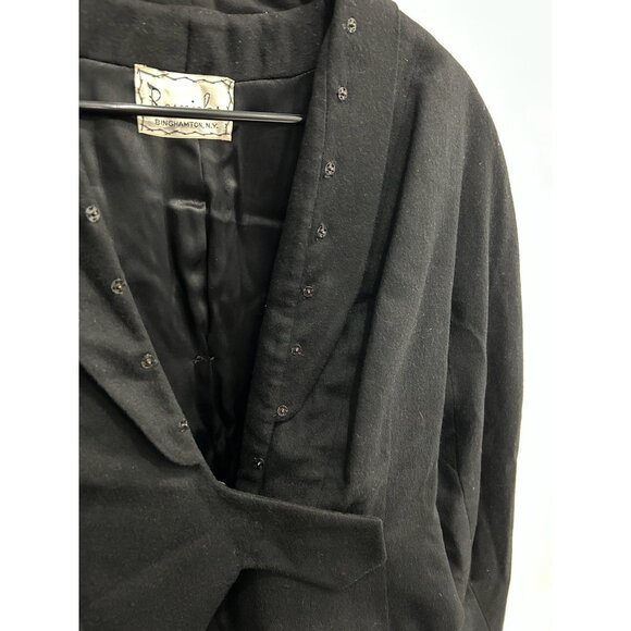 Vintage Resnicks Black Wool Cropped Jacket Decorative Button Detailing - Picture 4 of 8